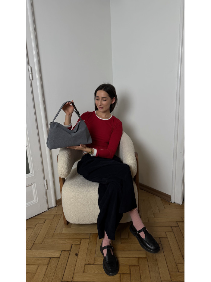 Жіноча сумка крос боді 25-87 сіра замшева