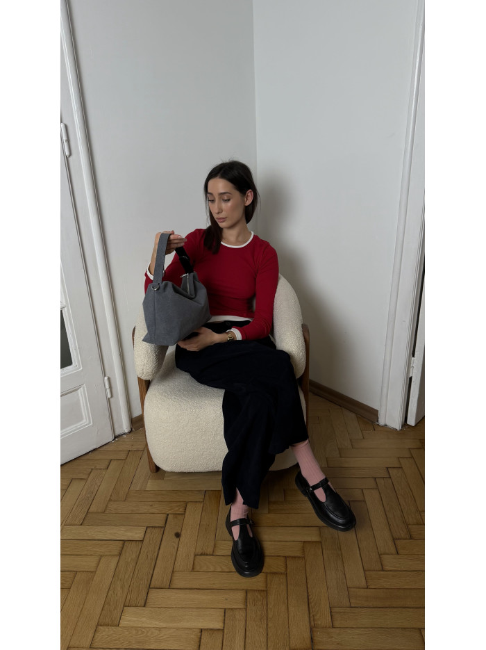 Жіноча сумка крос боді 25-87 сіра замшева