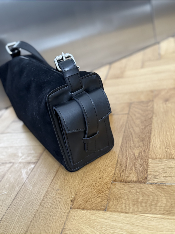 Жіноча сумка шопер 25-88 чорна замшева