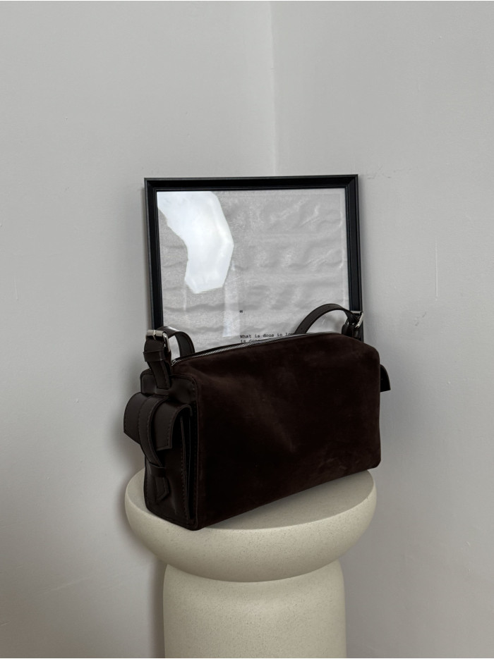 Жіноча сумка шопер 25-88 шоколадна замшева