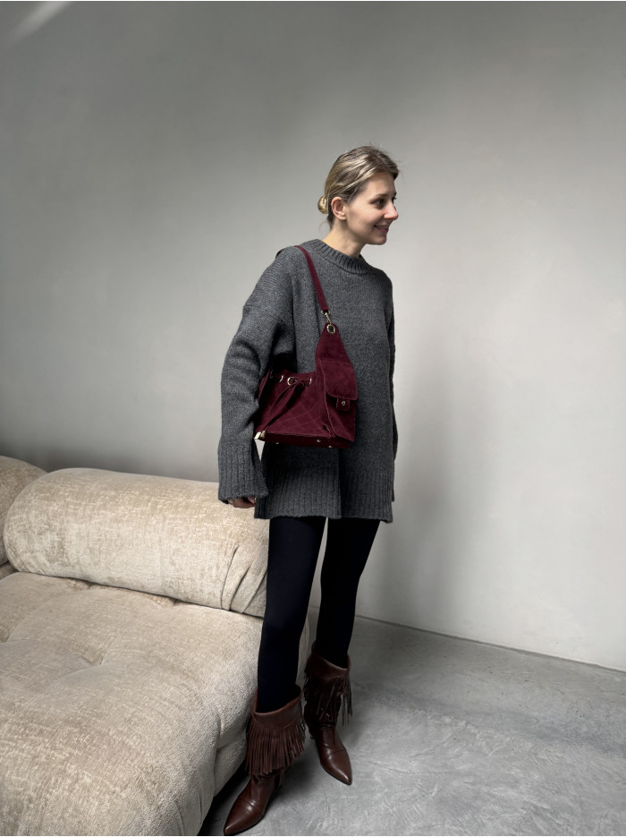 Жіноча сумка бордова крос боді 25-90