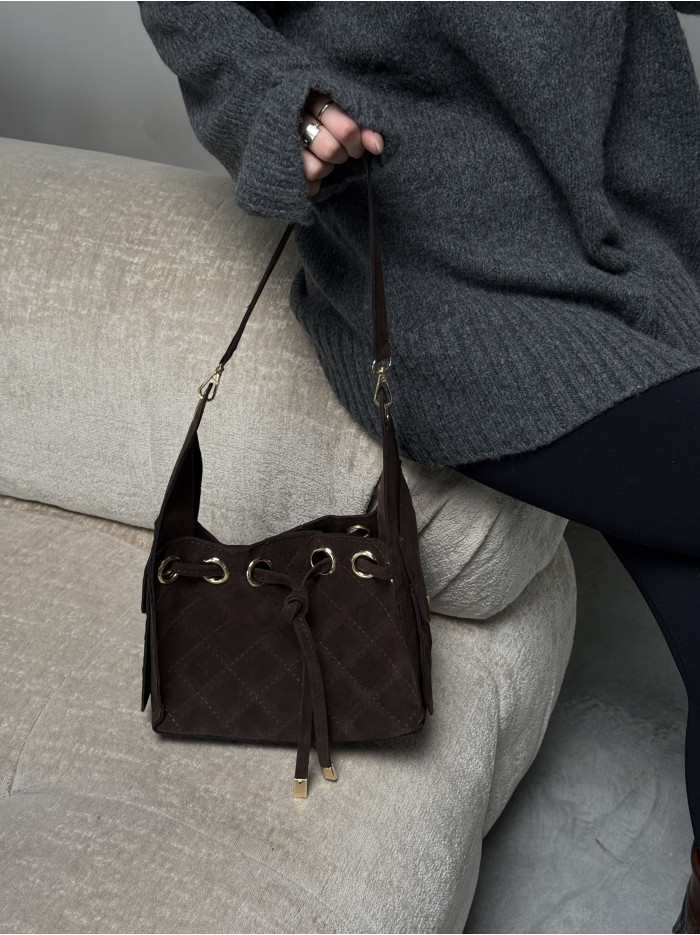 Жіноча сумка шоколадна крос боді 25-90