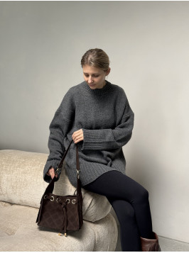 Жіноча сумка шоколадна крос боді 25-90