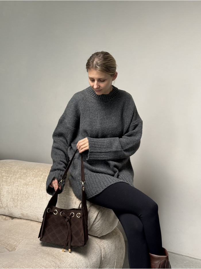 Жіноча сумка шоколадна крос боді 25-90