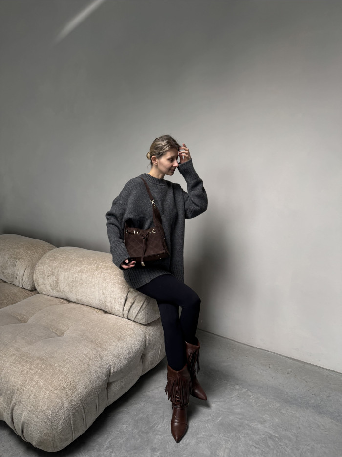 Жіноча сумка шоколадна крос боді 25-90