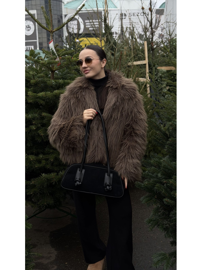 Жіноча сумка багет 25-91 чорна замшева