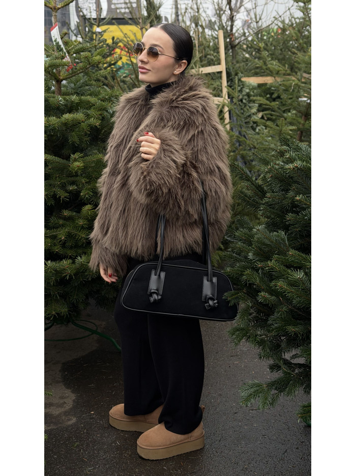 Жіноча сумка багет 25-91 чорна замшева