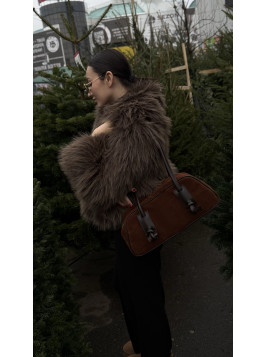 Жіноча сумка багет 25-91 шоколадна замшева