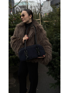 Жіноча сумка багет 25-91 синя замшева