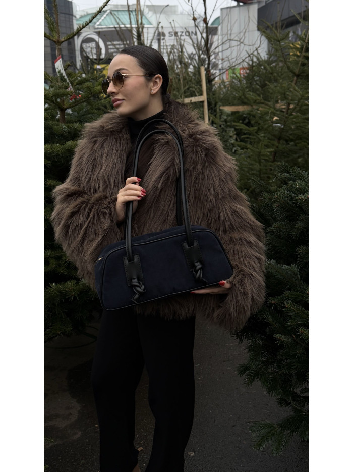 Жіноча сумка багет 25-91 синя замшева