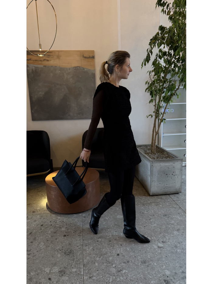 Жіноча сумка шопер 25-98 чорна зерниста