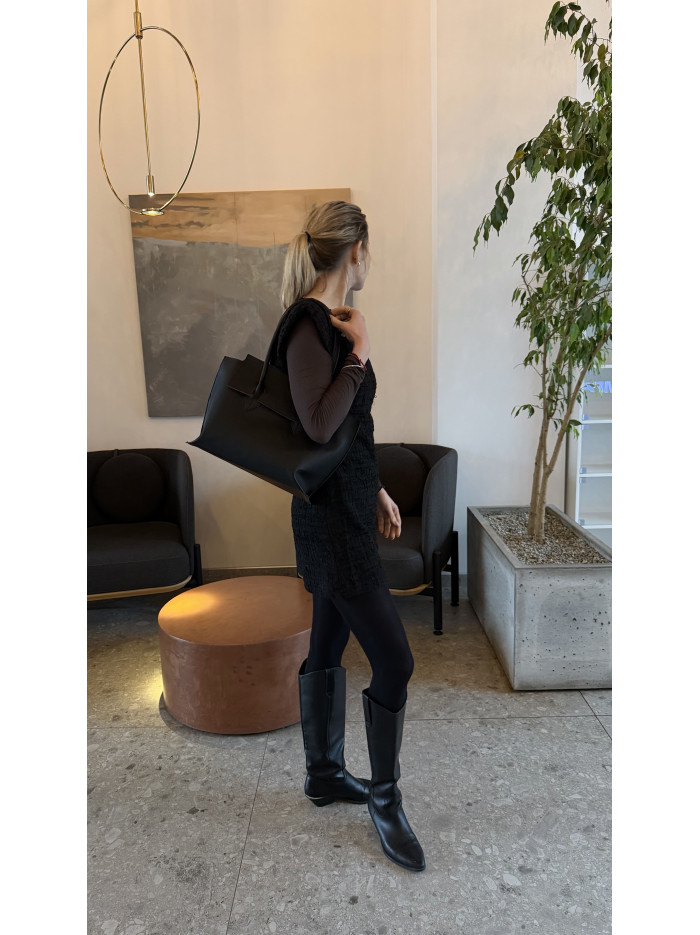 Жіноча сумка шопер 25-98 чорна зерниста