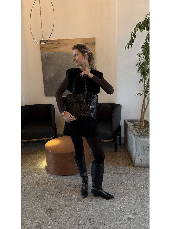 Жіноча сумка шопер 25-98 чорна кроко