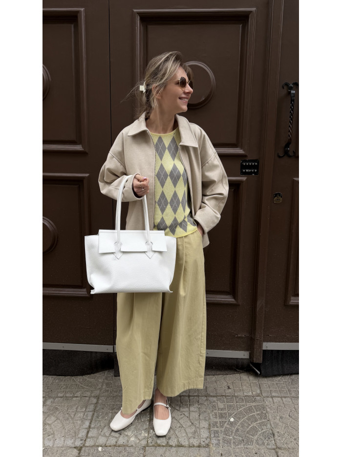 Жіноча сумка шопер 25-98 біла зерниста