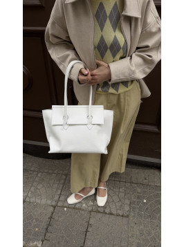 Жіноча сумка шопер 25-98 біла зерниста