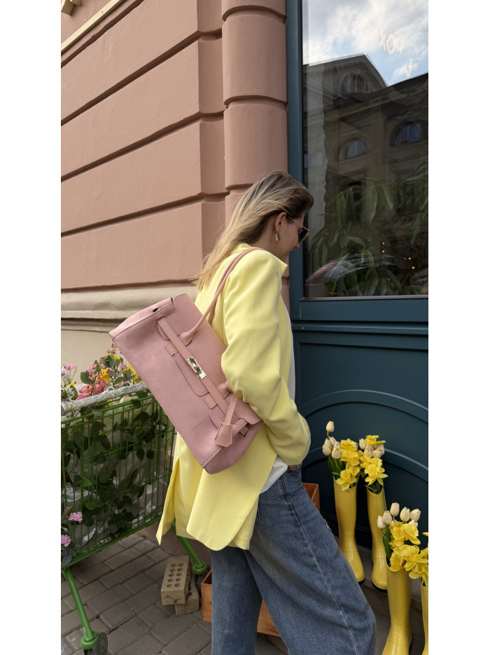 Жіноча сумка багет 26-01 пудрова замшева