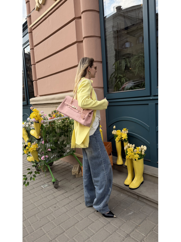 Жіноча сумка багет 26-01 пудрова замшева