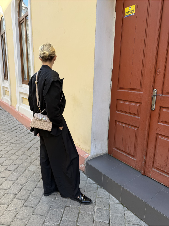 Жіноча міні сумка 26-05 бежева кроко