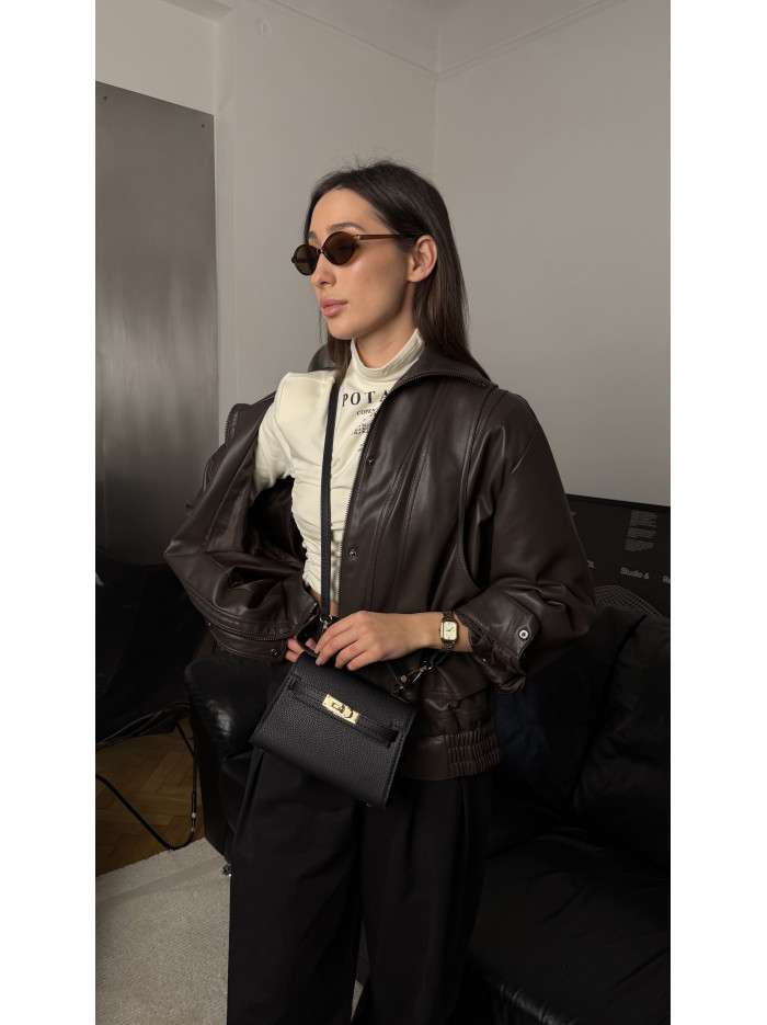 Жіноча міні сумка чорна зерниста 26-05