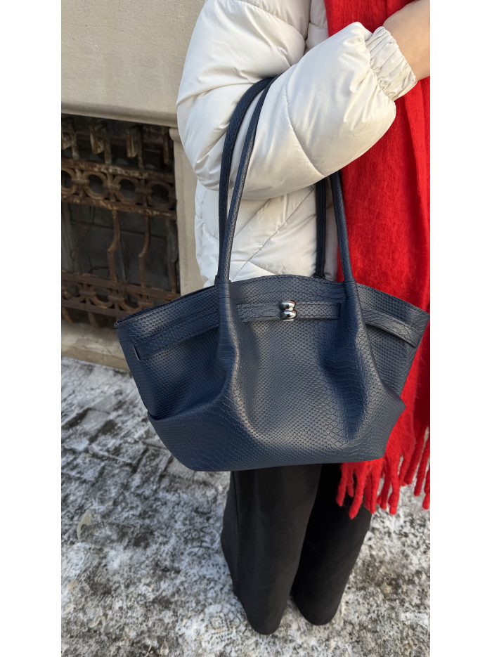 Жіноча сумка шопер 26-06 синя кроко