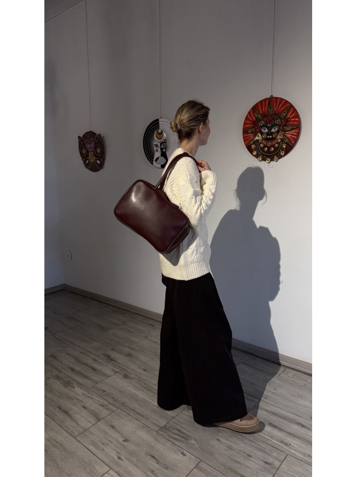 Жіноча сумка шопер бордова 26-08