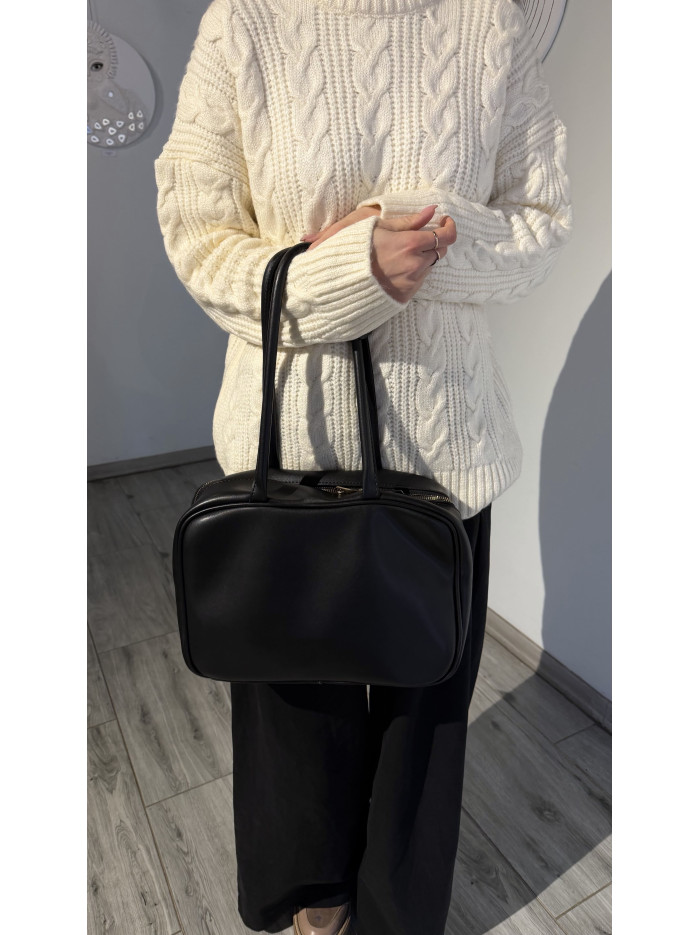 Жіноча сумка шопер чорна 26-08