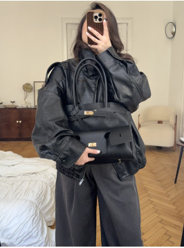 Жіноча сумка шопер 26-10 чорна зерниста