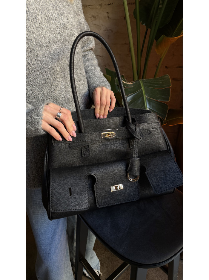 Жіноча сумка шопер 26-10 чорна зерниста