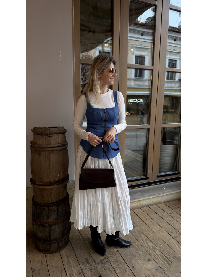 Жіноча сумка крос боді шоколадна замшева 26-12