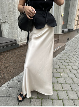 Атласна спідниця максі бежева M